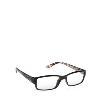 Black square plastic frame tinted reading glasses